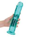 Shots RealRock Realistic Crystal Clear 11" Straight Dildo - Turquoise