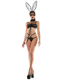 Roleplay Bunny Lace Playsuit w/Collared Leash - Black