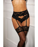 Stretch Lace & Mesh Thong Panty Black SM