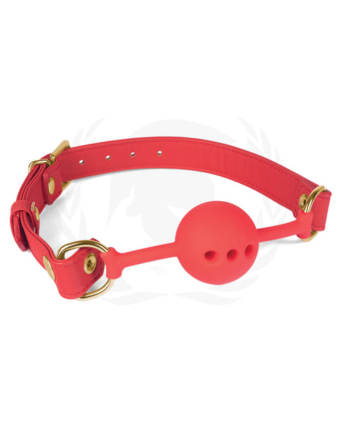 Spartacus Silicone Ball Gag w/Red PU Straps - 46 mm Red