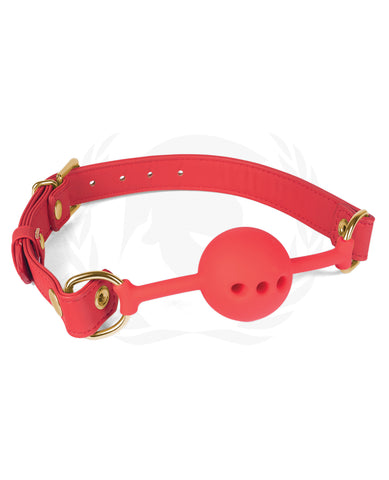 Spartacus Silicone Ball Gag w/Red PU Straps - 46 mm Red