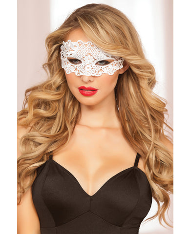 Lace Eye Mask w/Satin Ribbon Ties White O/S