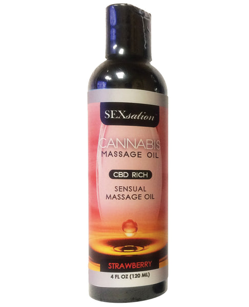 Sexsation Cannabis Massage Oil - 4 oz Strawberry