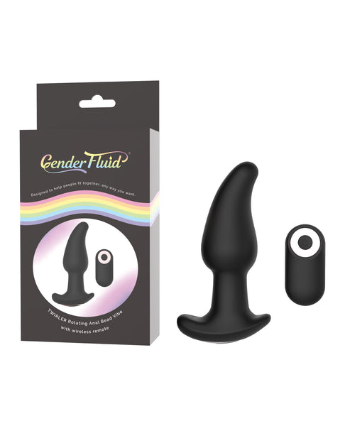 Gender Fluid Twirler Anal Vibe w/Remote - Black