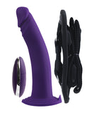 VeDo Diki Rechargeable Vibrating Dildo w/Harness - Deep Purple