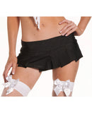 Solid Color Pleated Mini Skirt Black