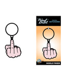 Wood Rocket Middle Finger Keychain - Pink