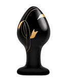 Secret Kisses 3.5" Handblown Glass Plug - Black/Gold