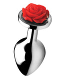 BootySparks Red Rose Anal Plug Medium - Silver