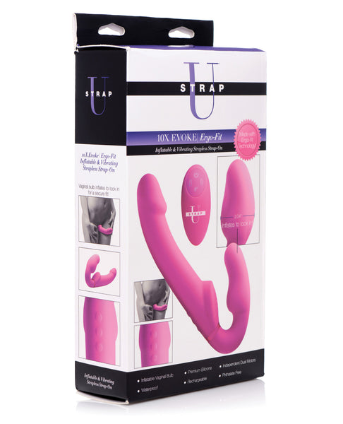 Strap U Evoke Ergo Fit Strapless Starp on Dildo w/Remote - Pink