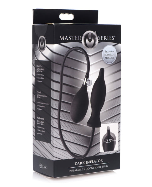 Master Series Dark Inflator Inflatable Silicone Anal Plug - Black