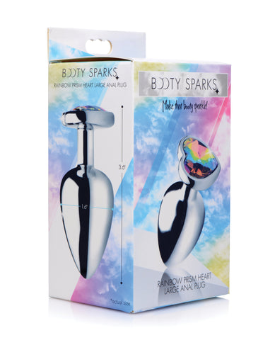 BootySparks Rainbow Prism Heart Anal Plug - Large