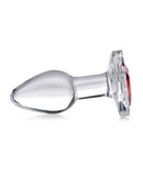 Booty Sparks Red Heart Gem Glass Anal Plug - Small