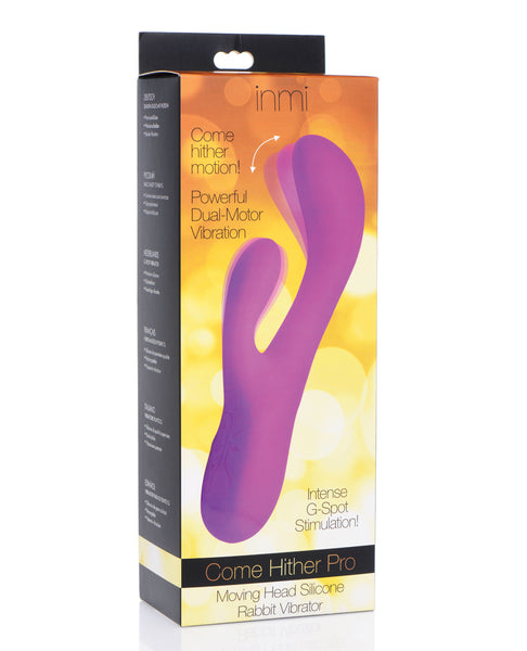 Inmi Come Hither Pro Moving Hard Silicone Rabbit Vibrator - Purple