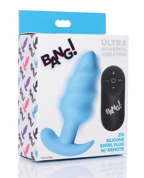 Bang! Vibrating Butt Plug w/Remote Control - Blue