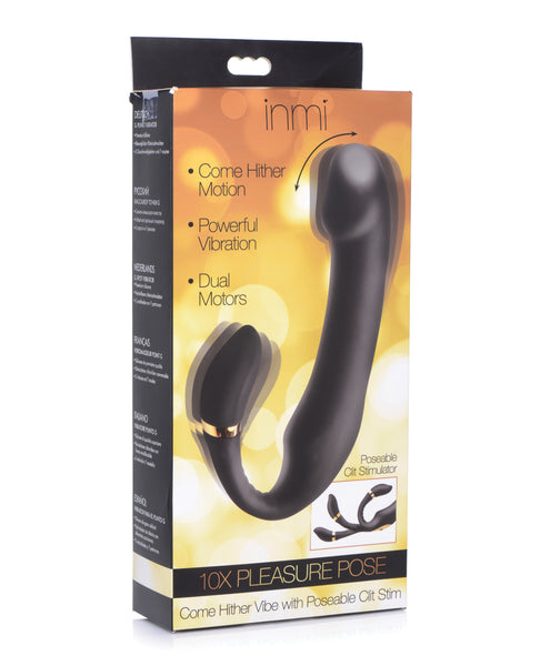 Inmi 10x Pleasure Pose Come Hither Vibe w/Poseable Clit Stimulator - Black