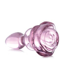 Booty Sparks Pink Rose Glass Anal Plug - Small