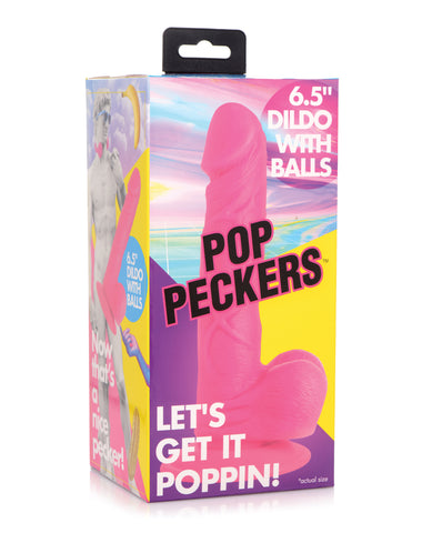 Pop Peckers 6.5" Dildo w/Balls - Pink