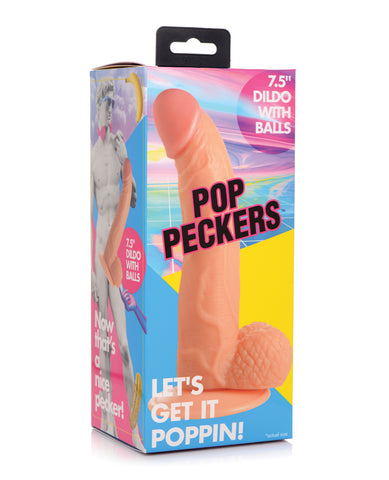 Pop Peckers 7.5" Dildo w/Balls - Light