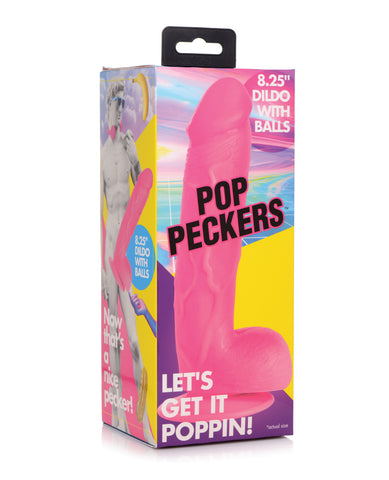 Pop Peckers 8.25" Dildo w/Balls - Pink