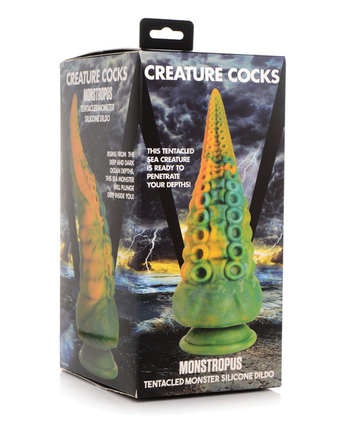 NO ETA $Creature Cocks Monstropus Tentacled Monster Silicone Dildo - Green/Yellow