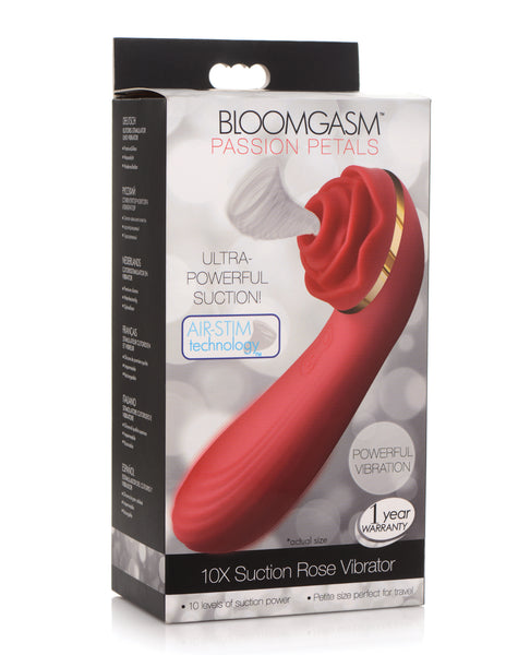 Inmi Bloomgasm Passion Petals 10X Silicone Suction Rose Vibrator - Red